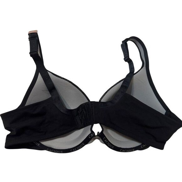 NWT Lane Bryant Cacique 42C Cotton Collection Boost Plunge Bra Black Lace - Picture 4 of 10